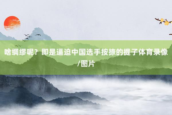 啥绸缪呢？即是逼迫中国选手按捺的提子体育录像/图片