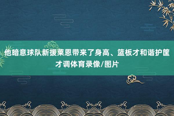 他暗意球队新援莱恩带来了身高、篮板才和谐护筐才调体育录像/图片