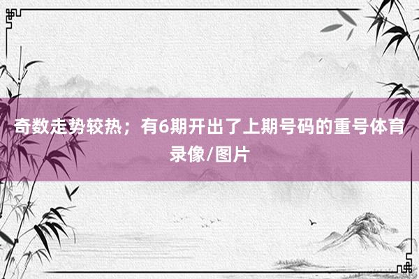 奇数走势较热；有6期开出了上期号码的重号体育录像/图片