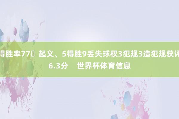 得胜率77起义、5得胜9丢失球权3犯规3造犯规获评6.3分    世界杯体育信息
