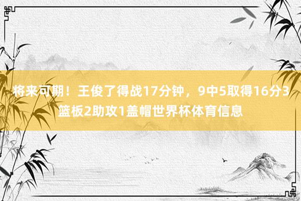 将来可期！王俊了得战17分钟，9中5取得16分3篮板2助攻1盖帽世界杯体育信息