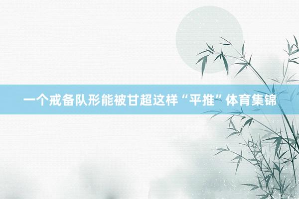 一个戒备队形能被甘超这样“平推”体育集锦