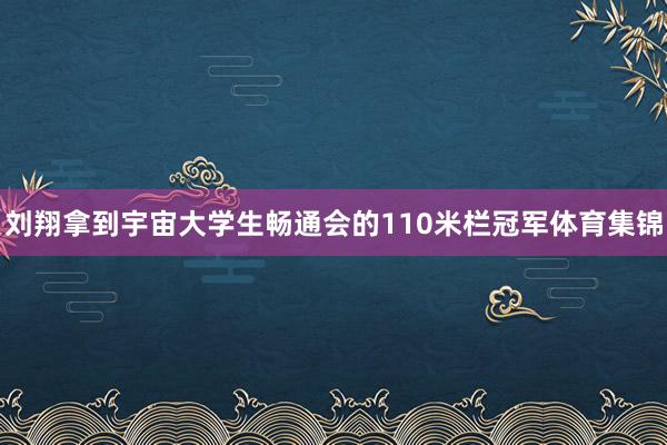 刘翔拿到宇宙大学生畅通会的110米栏冠军体育集锦