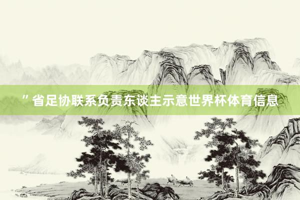 ”省足协联系负责东谈主示意世界杯体育信息
