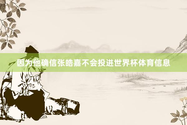 因为他确信张皓嘉不会投进世界杯体育信息
